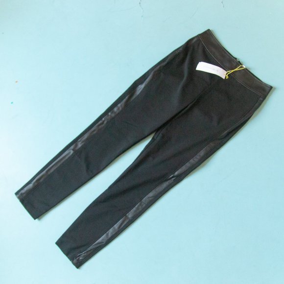 NEW BCBGeneration Black Faux Leather Trim Pull On High Rise Pants Size US 10 - Picture 1 of 10